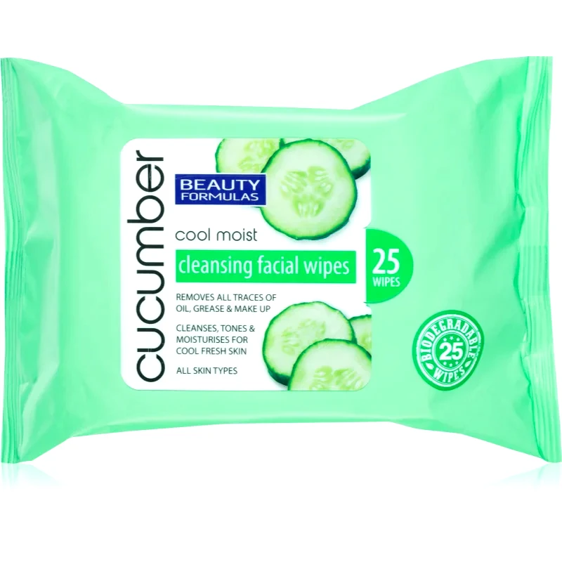 Beauty Formulas Beauty Formulas Cucumber καθαριστικά μαντηλάκια με εκχυλίσματα απο αγγούρι 25 τμχ