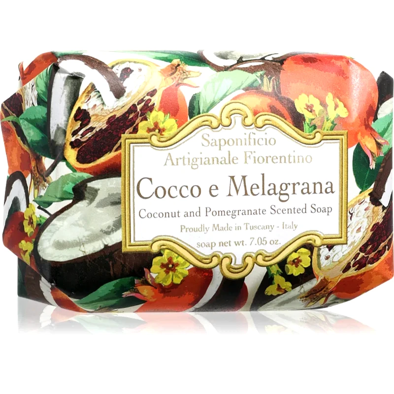 Saponificio Artigianale Fiorentino Saponificio Artigianale Fiorentino Coconut and Pomegranate Perfumed Soap φυσικό στερεό σαπούνι 200 γρ
