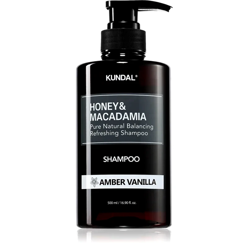 KUNDAL KUNDAL Honey & Macadamia Amber Vanilla φυσικό σαμπουάν για ξηρά και κατεστραμμένα μαλλιά 500 ml