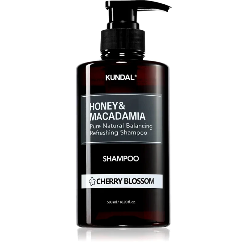 KUNDAL KUNDAL Honey & Macadamia Cherry Blossom φυσικό σαμπουάν για ξηρά και κατεστραμμένα μαλλιά 500 ml
