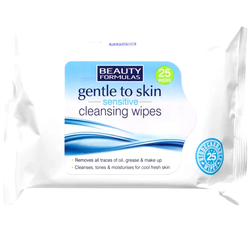 Beauty Formulas Beauty Formulas Sensitive υγρά μαντηλάκια καθαρισμού για ευαίσθητη επιδερμίδα 25 τμχ