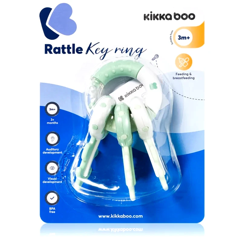 Kikkaboo Kikkaboo Rattle Keychain κουδουνίστρα 3 m+ Mint 1 τμχ