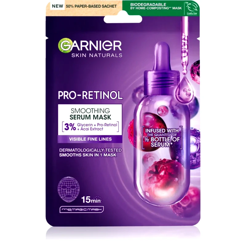 Garnier Garnier Skin Naturals Pro-Retinol λειαντική υφασμάτινη μάσκα 22 γρ