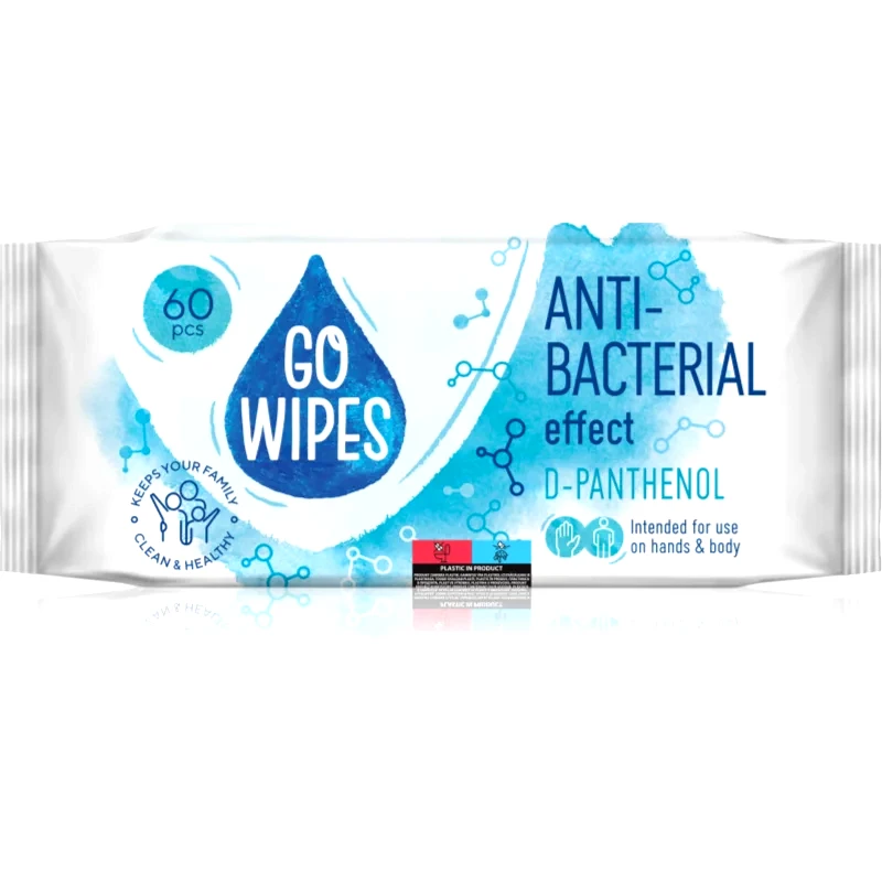 GoWipes GoWipes Anti-Bacterial Effect D-Panthenol υγρά μαντηλάκια καθαρισμού για χέρια και σώμα 60 τμχ