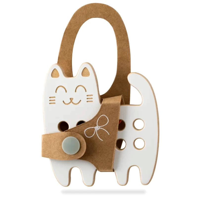 Milin Milin Small Wooden Lacing Toy Cat παιχνίδι δραστηριοτήτων 9 cm x 8,5 cm x 0,7 cm 1 τμχ