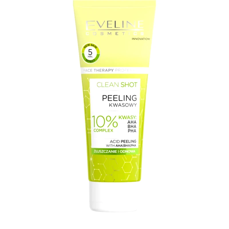 Eveline Cosmetics Eveline Cosmetics Clean Shot 10% Complex of AHA, BHA and PHA απαλό Scrub ενάντια στις ατέλειες της επιδερμίδας 75 ml