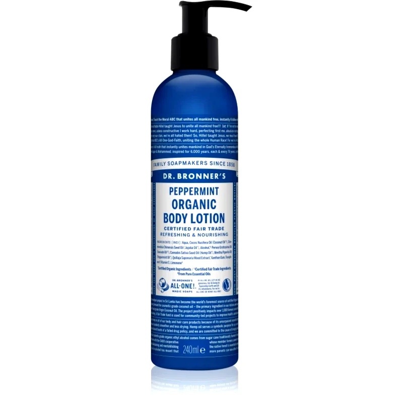 Dr. Bronner’s Dr. Bronner’s Peppermint δροσιστικό γάλα σώματος με ενυδατικό αποτέλεσμα 240 ml