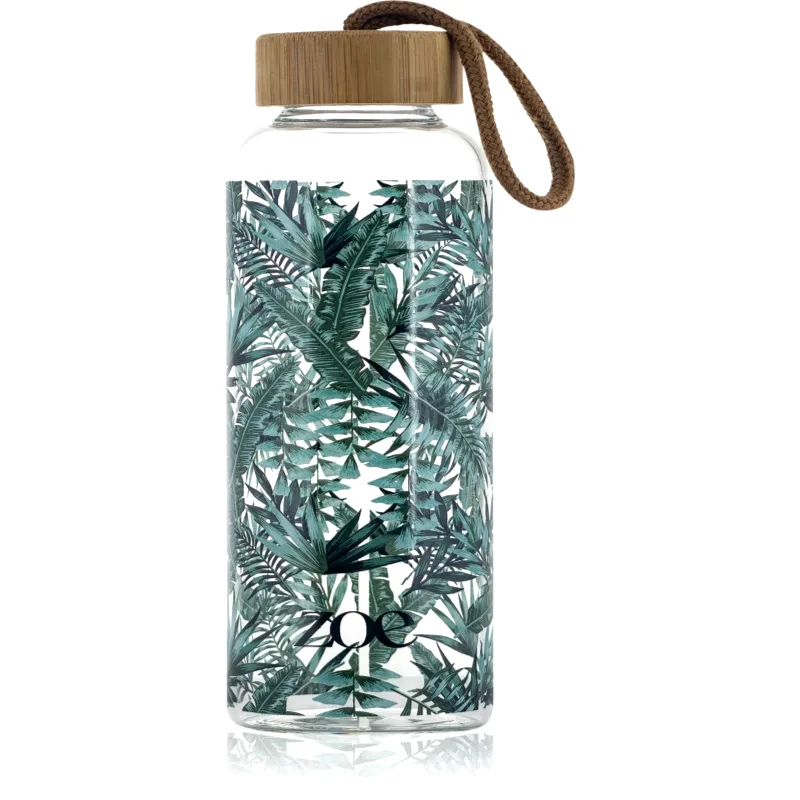ZOE ZOE Bamboo Glass Bottle γυάλινο μπουκάλι νερού χρώμα Tropic green 550 ml