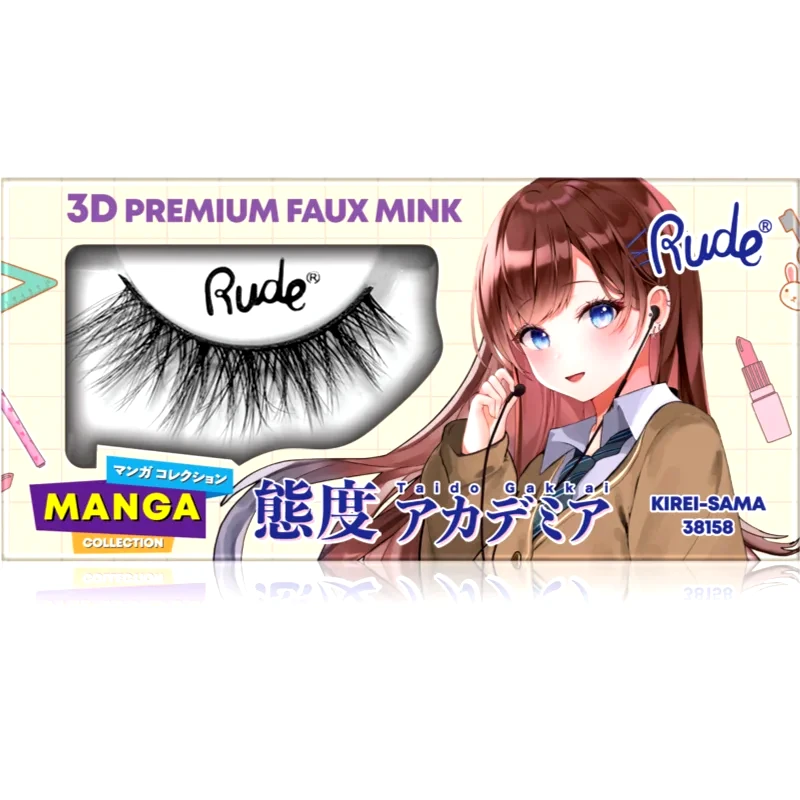 Rude Cosmetics Rude Cosmetics Manga Collection 3D Premium Faux Mink τεχνητές βλεφαρίδες τύπος Kirei-Sama 2 τμχ