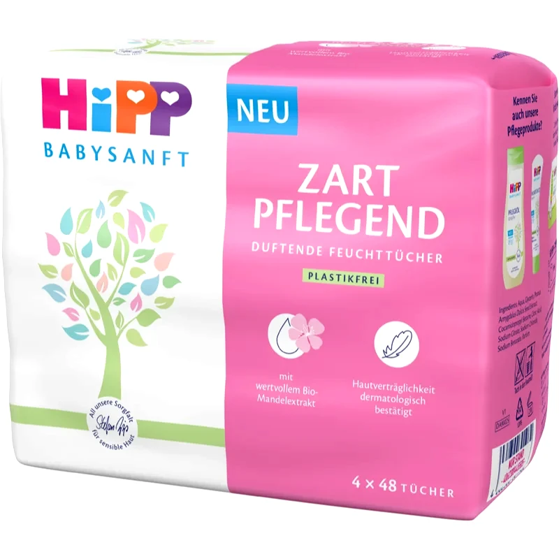 Hipp Hipp Babysanft υγρά μαντηλάκια για μωρά και παιδιά 4x48 τμχ