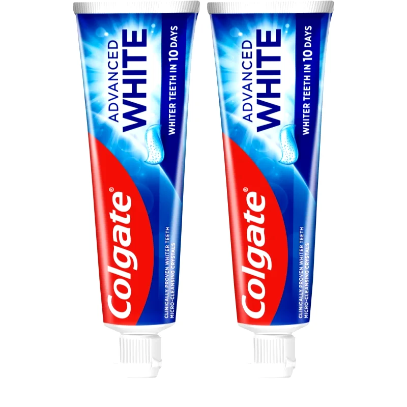 Colgate Colgate Advanced White λευκαντική οδοντόκρεμα κατά των λεκέδων στο σμάλτο των δοντιών 2x75 ml