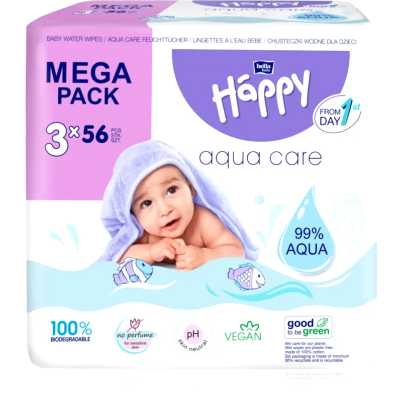 Bella Baby Happy BELLA Baby Happy Aqua care υγρά μαντηλάκια καθαρισμού για παιδιά 3x56 τμχ
