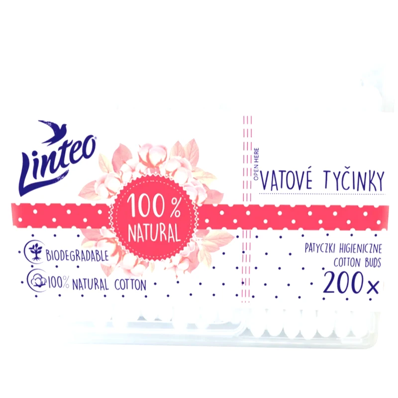 Linteo Linteo Natural μπατονέτες box 200 τμχ