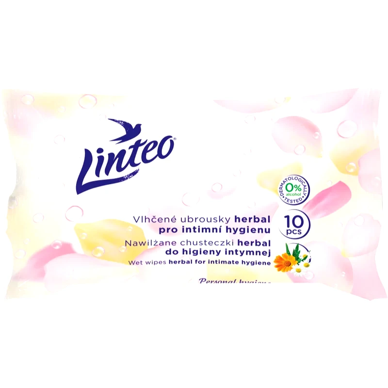 Linteo Linteo Personal hygiene υγρά μαντηλάκια για προσωπική υγεινή μίνι herbal 10 τμχ