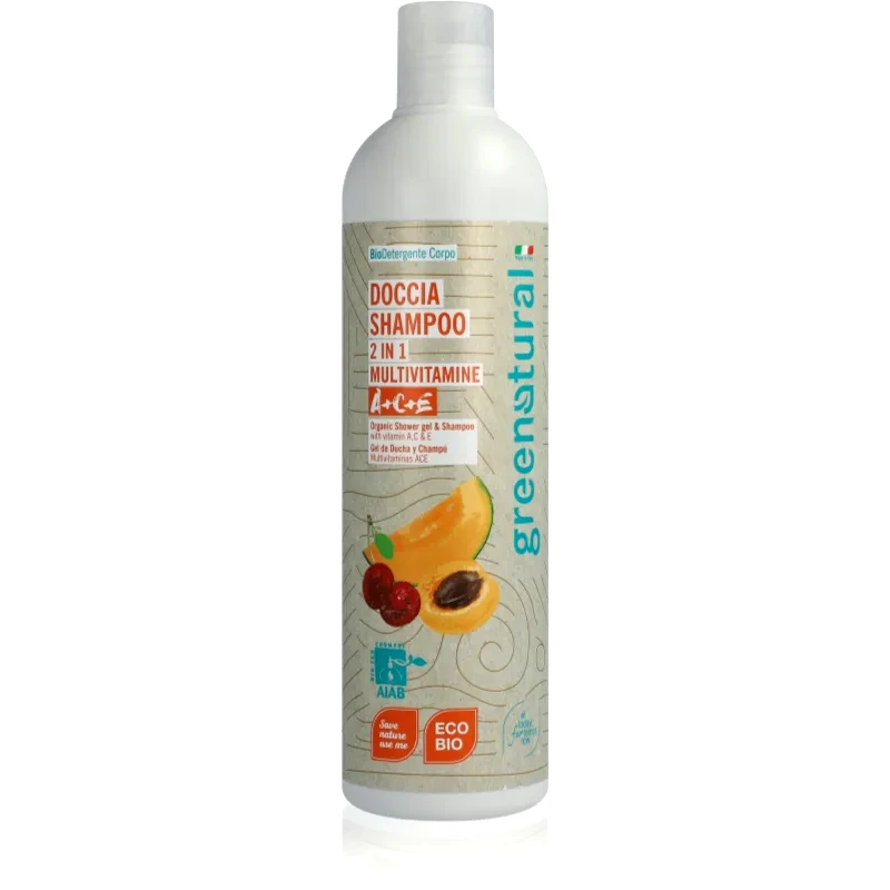 Greenatural Greenatural Shower Gel & Shampoo τζελ για ντους και σαμπουάν 2 σε 1 με βιταμίνες A, C, E 400 ml