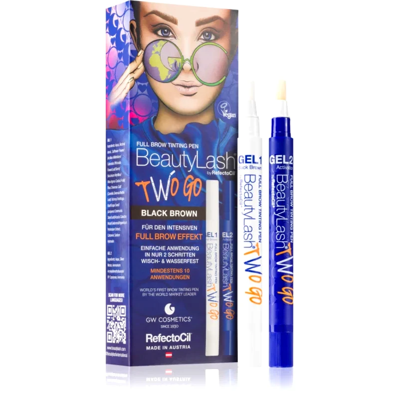 RefectoCil RefectoCil BeautyLash Two Go βαφή για τα φρύδια απόχρωση Black Brown 2x15 ml