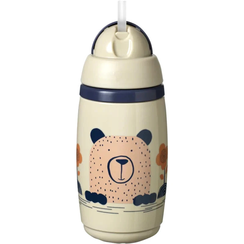 Tommee Tippee Tommee Tippee Superstar Insulated Straw Grey κύπελλο με καλαμάκι για παιδιά 12m+ 266 ml