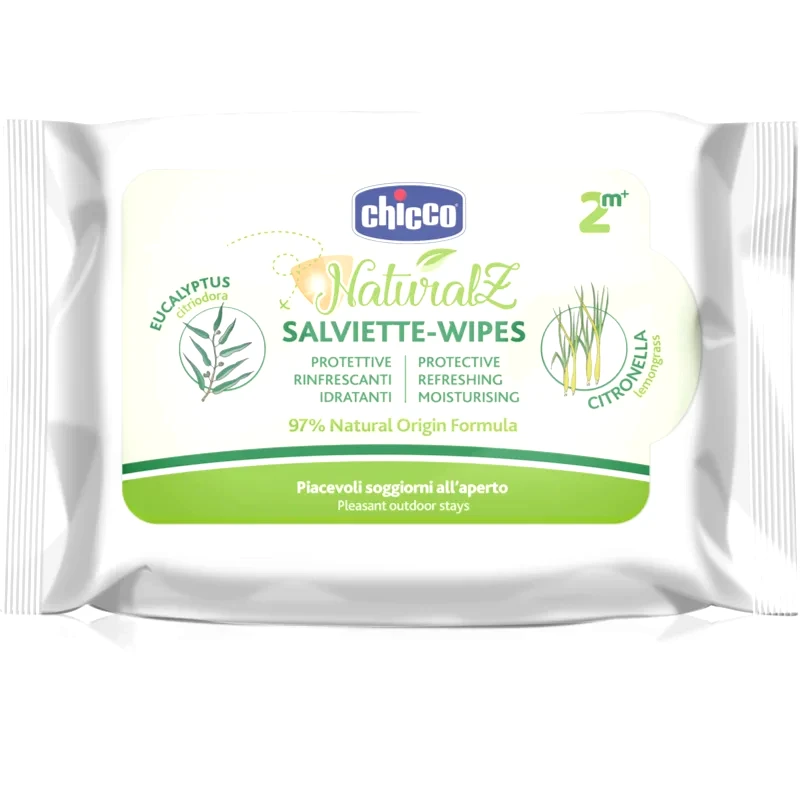 Chicco Chicco NaturalZ Protective & Refreshing Wipes μαντηλάκια κατά των κουνουπιών 2 m+ 20 τμχ