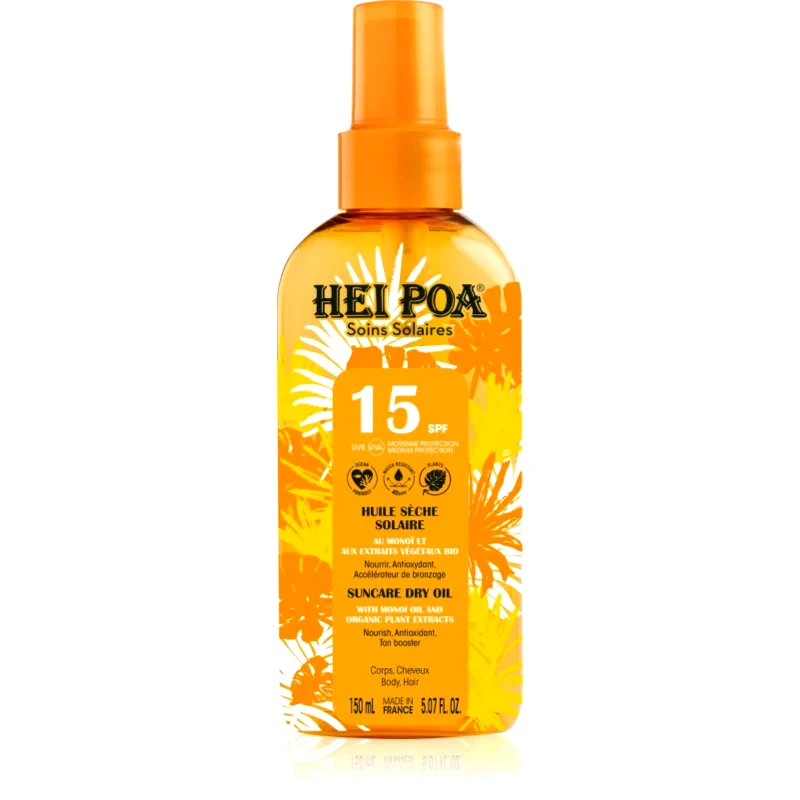 Hei Poa Hei Poa Tahiti Monoi Oil ξηρό αντηλιακό λάδι SPF 15 150 ml