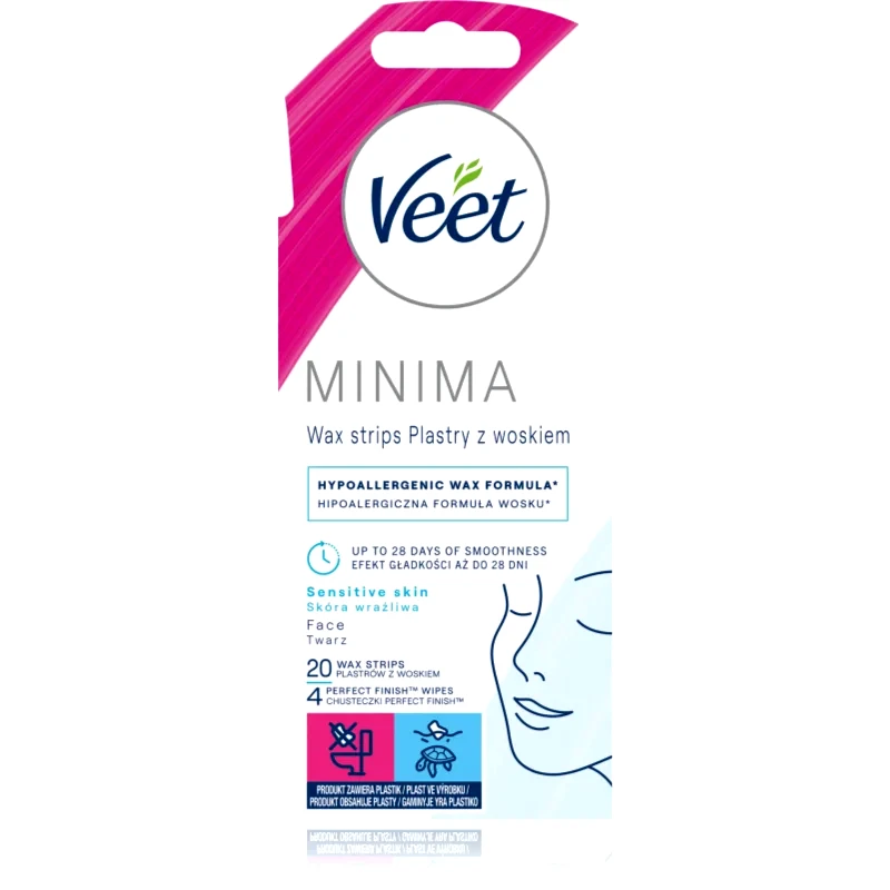 Veet Veet Minima Hypoallergenic αποτριχωτικές ταινίες κεριού Για το πρόσωπο 20 τμχ