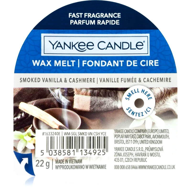 Yankee Candle Yankee Candle Smoked Vanilla & Cashmere κερί για αρωματική λάμπα 22 γρ