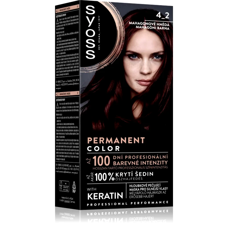 Syoss Syoss Permanent Color μόνιμη βαφή μαλλιών απόχρωση 4_2 Mahogany Red 1 τμχ