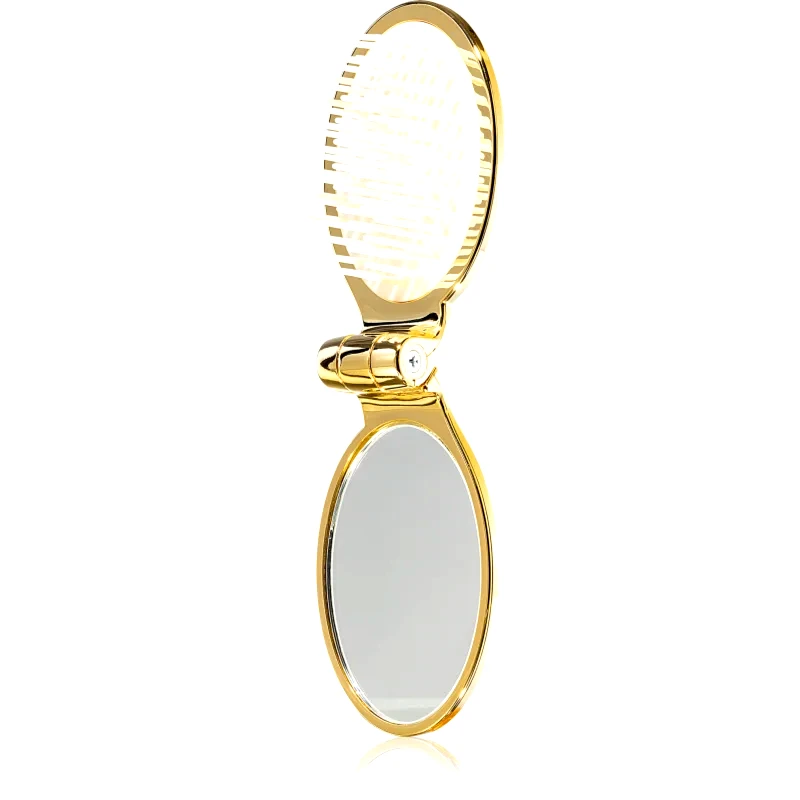 Janeke Janeke Gold Line Golden Folding Hair-Brush with Mirror χτένα για τα μαλλιά με καθρέπτη 9,5 x 5,5 x 3,5 cm 1 τμχ