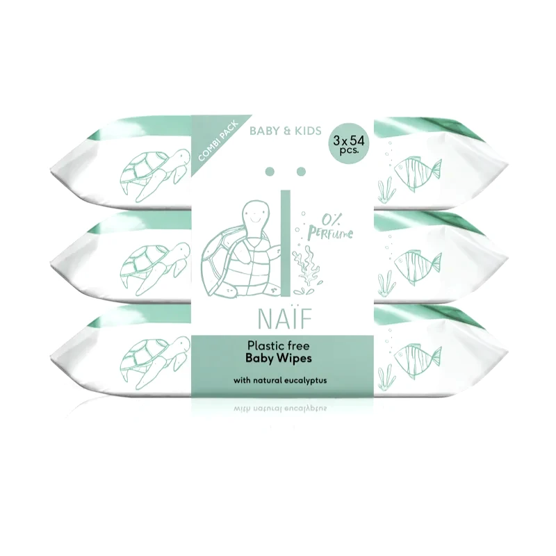 Naif Naif Baby & Kids Plastic Free Wipes υγρά μαντηλάκια για παιδιά από τη γέννηση 3x54 τμχ