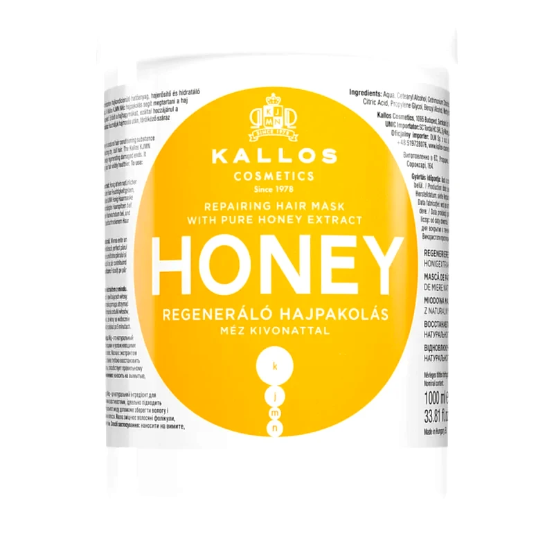 Kallos Kallos KJMN Professional Honey εντατικά ενυδατική μάσκα για ξηρά και κατεστραμμένα μαλλιά 1000 ml