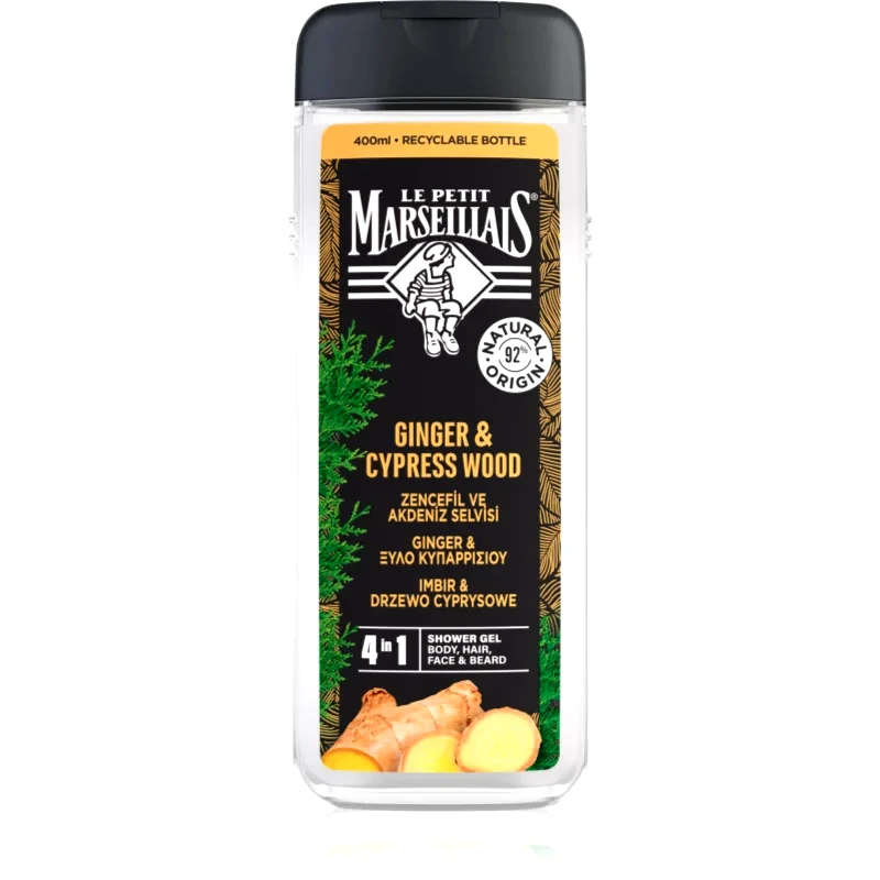 Le Petit Marseillais Le Petit Marseillais Ginger & Cypress Wood τζελ για ντους 4 σε 1 για άντρες 400 ml