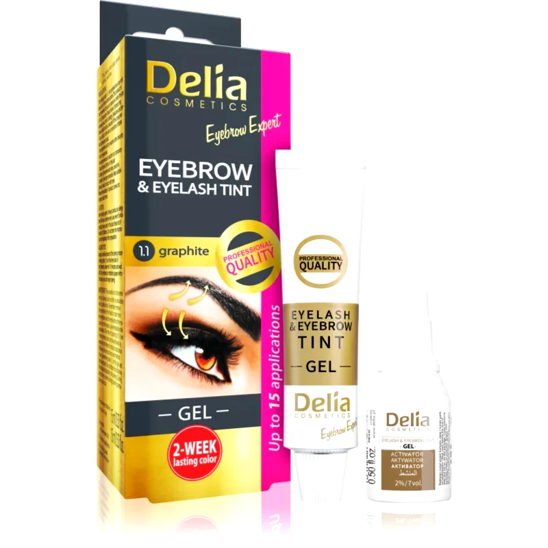 Delia Cosmetics Delia Cosmetics Eyebrow Expert βαφή για φρύδια και βλεφαρίδες με ενεργοποιητή απόχρωση 1.1. Graphite 2 x 15 ml