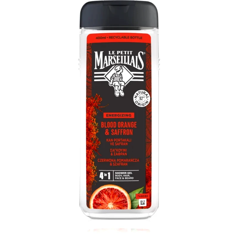 Le Petit Marseillais Le Petit Marseillais Blood Orange & Saffron τζελ για ντους 4 σε 1 για άντρες 400 ml