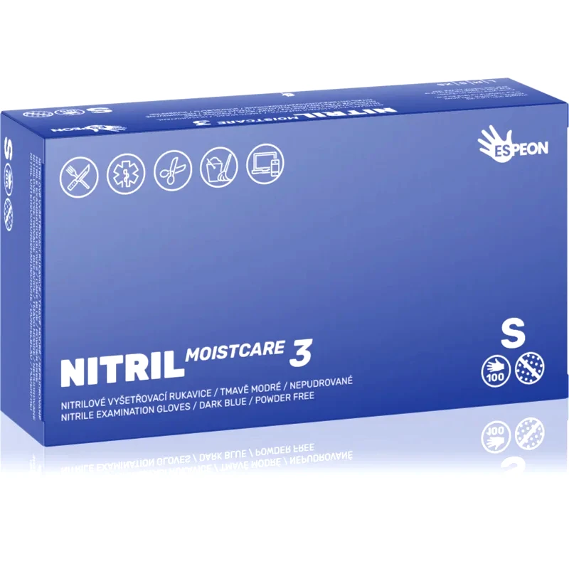 Espeon Espeon Nitril Moistcare3 Dark Blue γάντια νιτριλίου χωρίς πούδρα με ενυδατικό αποτέλεσμα μέγεθος S 2x50 τμχ