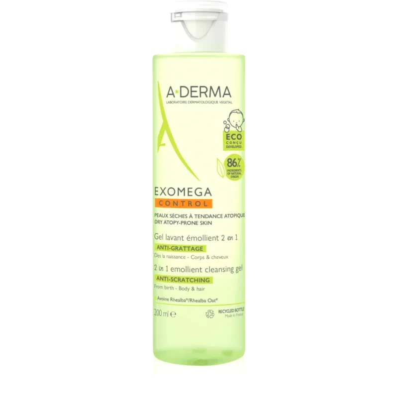 A-Derma A-Derma Exomega Control 2 in 1 emollient cleansing gel τζελ για ντους για ξηρό και ατοπικό δέρμα 200 ml
