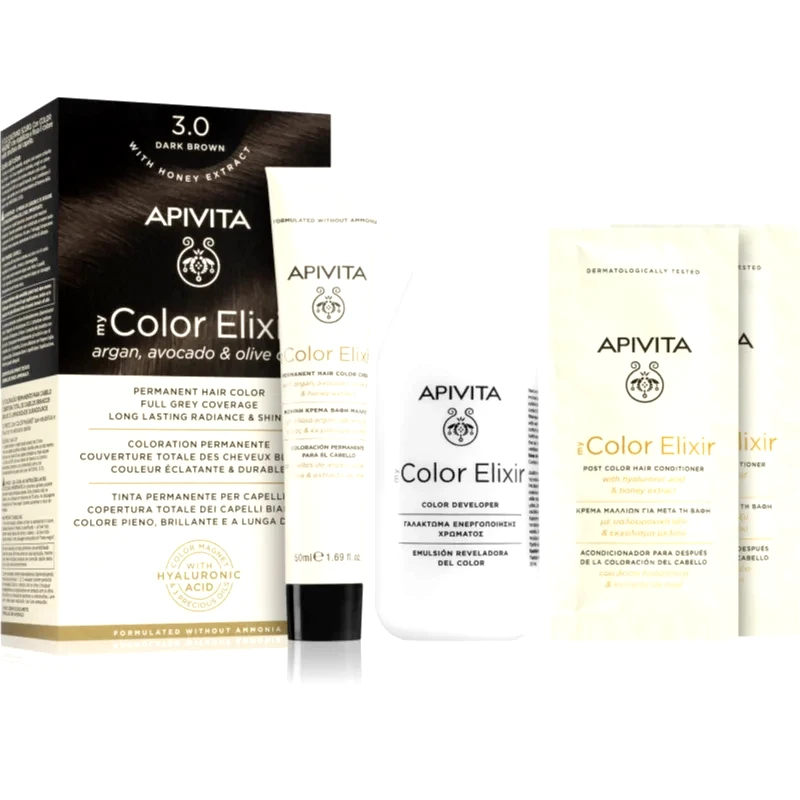 Apivita Apivita My Color Elixir βαφή μαλλιών χωρίς αμμωνία απόχρωση 3.0 Dark Brown 1 τμχ