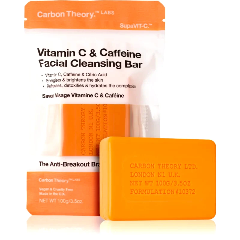 Carbon Theory Carbon Theory Facial Cleansing Bar Vitamin C & Caffeine καθαριστικό σαπούνι για το πρόσωπο με βιταμίνη C Orange 100 γρ