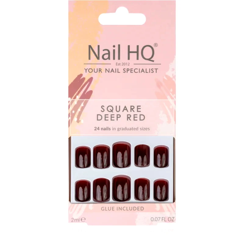 Nail HQ Nail HQ Square Ψεύτικα νύχια Deep Red 24 τμχ