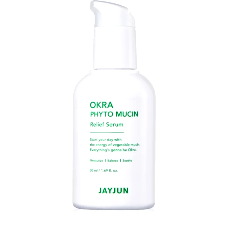 Jayjun Jayjun Okra Phyto Mucin απαλός ορός προσώπου για να καταπραύνει και να ενισχύσει το ευαίσθητο δέρμα 50 ml