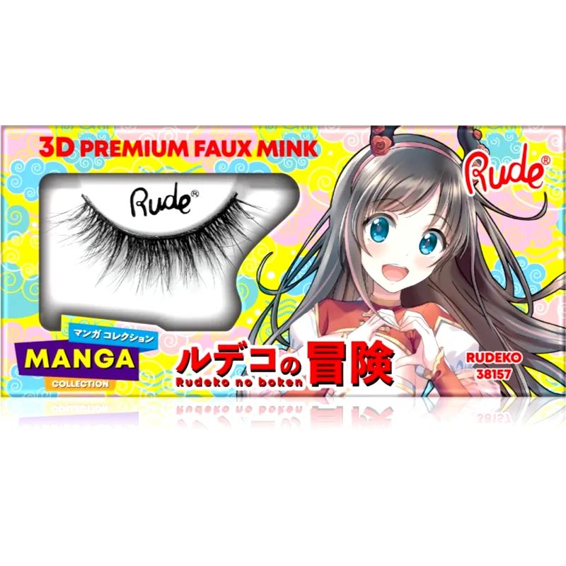 Rude Cosmetics Rude Cosmetics Manga Collection 3D Premium Faux Mink τεχνητές βλεφαρίδες τύπος Rudeko 2 τμχ