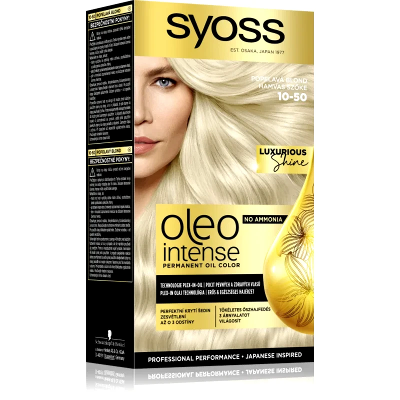 Syoss Syoss Oleo Intense μόνιμη βαφή μαλλιών με έλαιο απόχρωση 10-50 Light Ashy Blond 1 τμχ