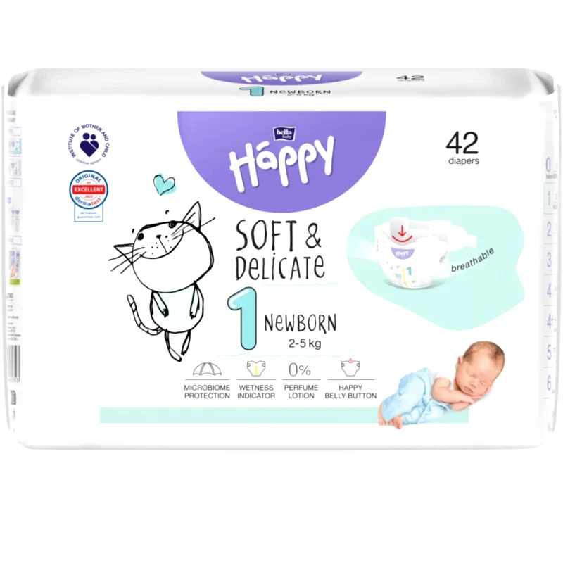 Bella Baby Happy Bella Baby Happy Soft&Delicate Size 1 Newborn πάνες μίας χρήσης 2-5 kg 42 τμχ