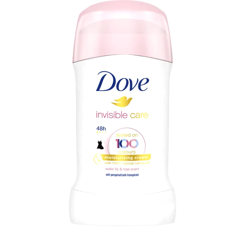 Dove Dove Invisible Care Antiperspirant στερεό αντιιδρωτικό κατά των λευκών κηλίδων χωρίς αλκοόλ Water Lily & Rose 40 μλ