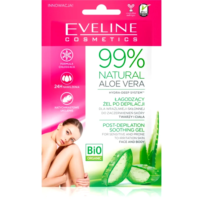 Eveline Cosmetics Eveline Cosmetics 99% Natural Aloe Vera καταπραϋντικό τζελ μετά την αποτρίχωση 2x5 ml