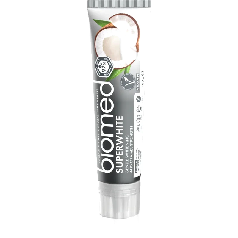 Biomed Biomed Superwhite δυναμωτική οδοντόπαστα με έλαιο ινδοκάρυδου 100 γρ