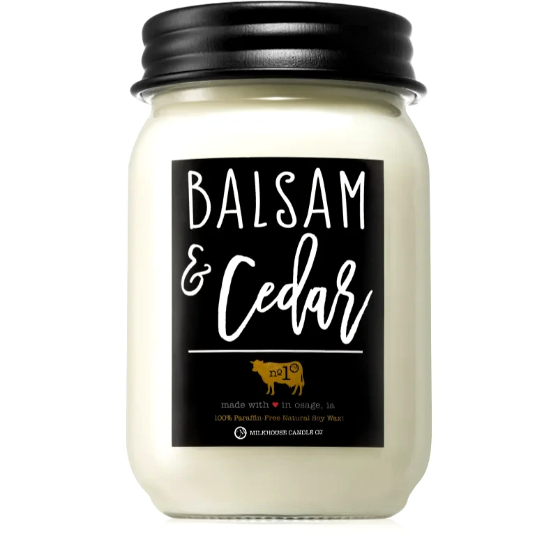 Milkhouse Candle Co. Milkhouse Candle Co. Farmhouse Balsam & Cedar αρωματικό κερί Mason Jar 368 γρ