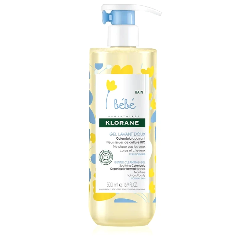 Klorane Klorane Bébé Calendula απαλό τζελ πλυσίματος για παιδιά από τη γέννηση με αντλία 500 ml