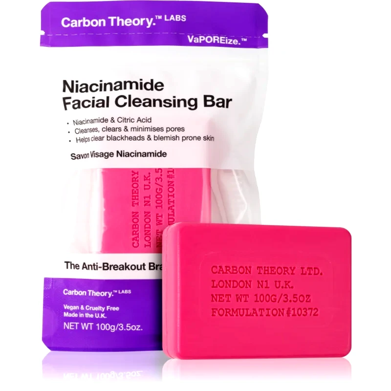 Carbon Theory Carbon Theory Facial Cleansing Bar Niacinamide καθαριστικό σαπούνι για το πρόσωπο Pink 100 γρ