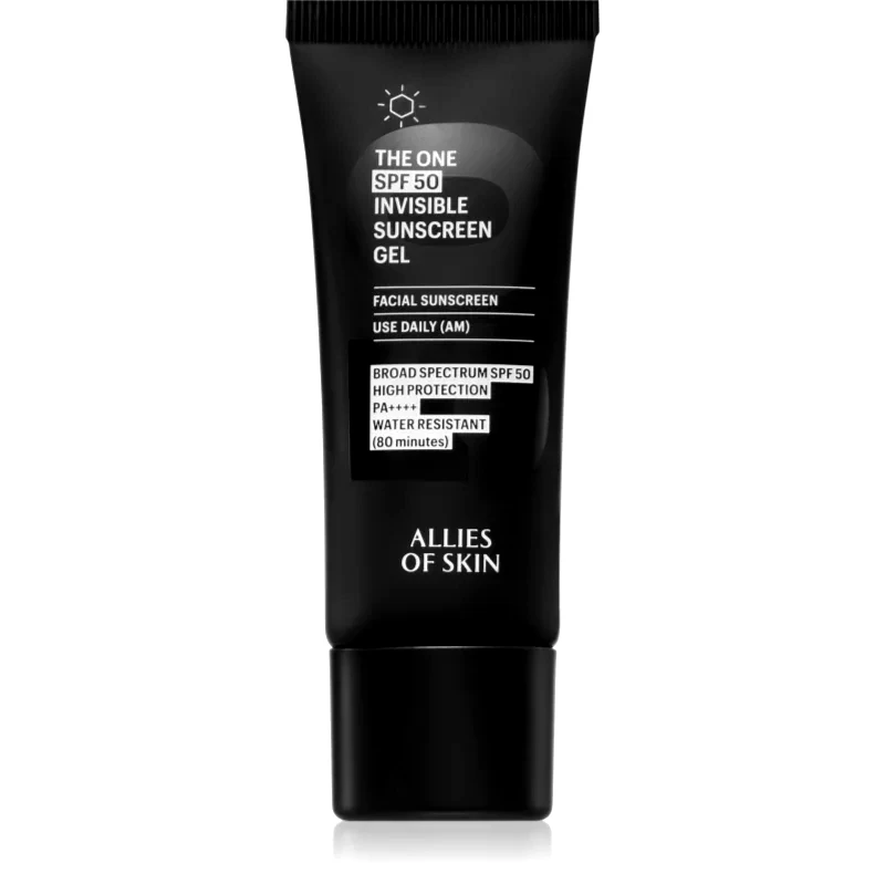 Allies of Skin Allies of Skin Deluxe The One SPF 50 Invisible Sunscreen Gel αντηλιακή κρέμα προσώπου πολύ μεγάλη προστασία απο τον ήλιο SPF 50 20 ml