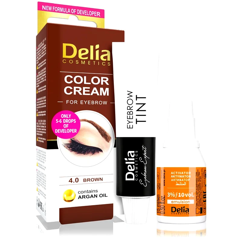 Delia Cosmetics Delia Cosmetics Argan Oil βαφή για τα φρύδια απόχρωση 4.0 Brown 15 ml