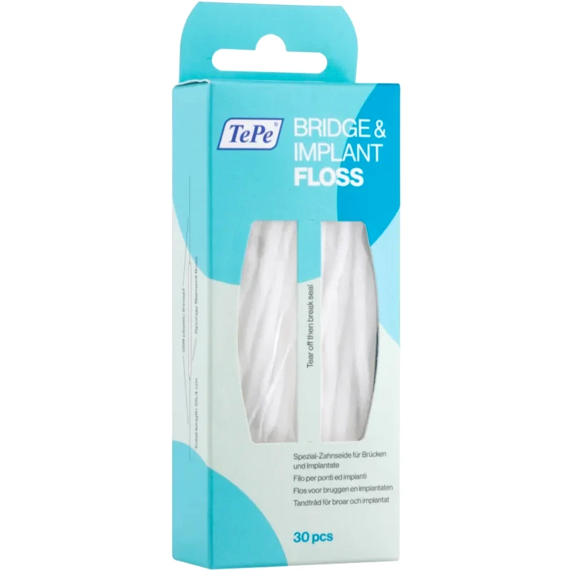 TePe TePe Bridge & Implant Floss ειδικό οδοντικό νήμα για καθαρισμό των εμφυτέυματων 30 τμχ
